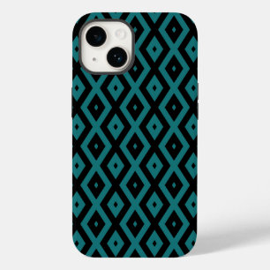 Grünblaue und schwarze Diamantmuster Case-Mate iPhone 14 Hülle