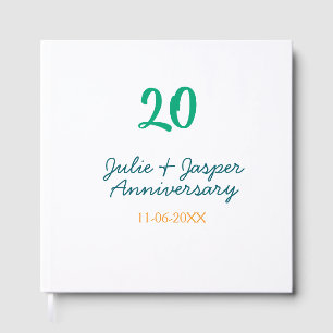 Grünblauer 20. Jahrestag Name Datum Orange Gästebuch