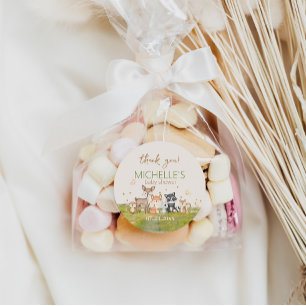 Grünbraune Boy Watercolor Waldtiere Runder Aufkleber