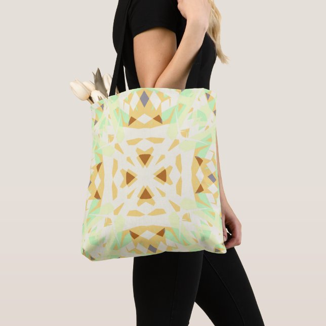 Grünbraune geometrische Hübsche Pastelle Grocery B Tasche (Von Nahem)