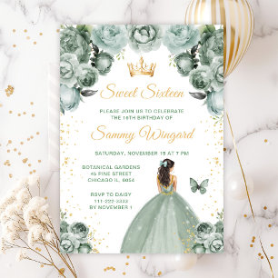 Grünbraune Prinzessin Sweet Sixteen Einladung