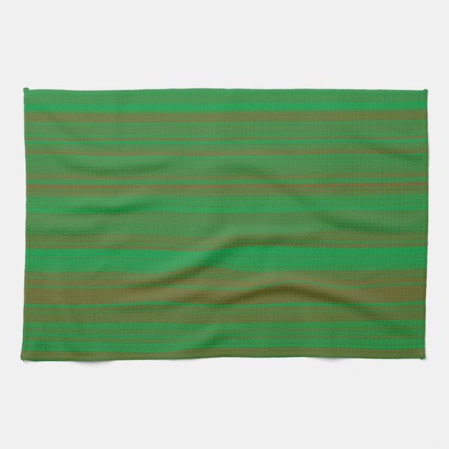 Grünbraune Streifen Geschirrtuch (Horizontal)