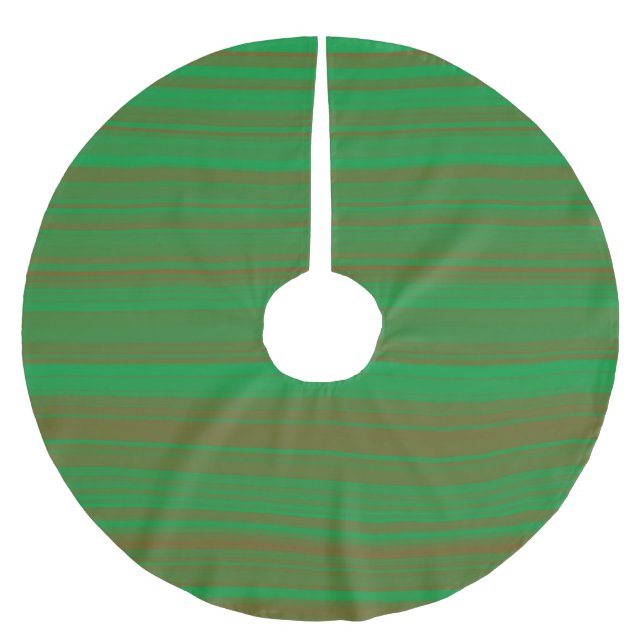 Grünbraune Streifen Polyester Weihnachtsbaumdecke (Vorderseite)