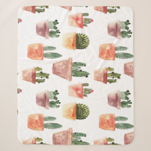 Grünbraunes Kaktusmuster Sherpadecke