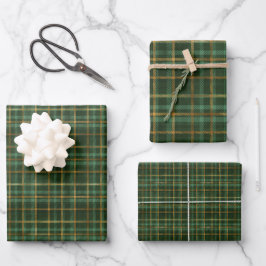 Grünbuch und Kariertes Umschlagpapier für Gold Geschenkpapier Set