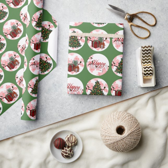 Grünbuch zum Weihnachtsfeiertag Geschenkpapier (Kunsthandwerk)