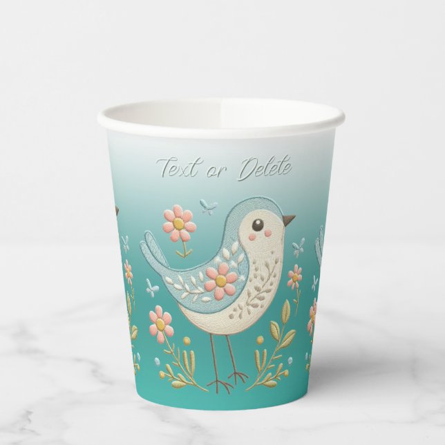 Grünbücher für Little Bird Floral Stickerei Pappbecher (Links)