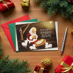 Grund für den Weihnachtsmann mit Jesus Karte