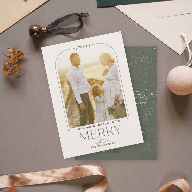 Grund Merry Green Holiday Pregnancy Ankündigung (Von Creator hochgeladen)