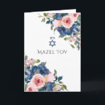 Gründer von Navy und Blush Floral Bat Mitzvah Karte<br><div class="desc">Trendy blush pink und marineblau florale Fledermaus mitzvah Grußkarten,  die auf Ihre Event-Besonderheiten angepasst werden können.</div>
