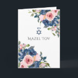 Gründer von Navy und Blush Floral Bat Mitzvah Karte<br><div class="desc">Trendy blush pink und marineblau florale Fledermaus mitzvah Grußkarten,  die auf Ihre Event-Besonderheiten angepasst werden können.</div>