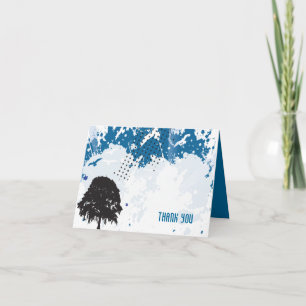 Grundge Tree Bar Bat Mitzvah Thank You Card Dankeskarte