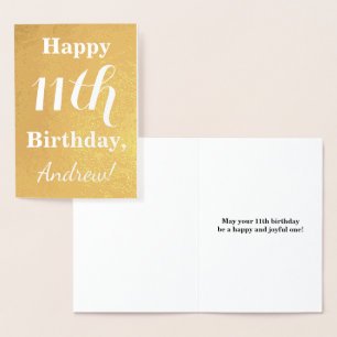 Grundgoldfolie 11. Geburtstag + Individuelle Name Folienkarte