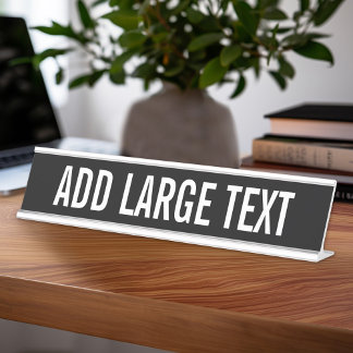 Grundlegend Schwarz-weiß mit Großnamen oder Text Schreibtischnamensplakette