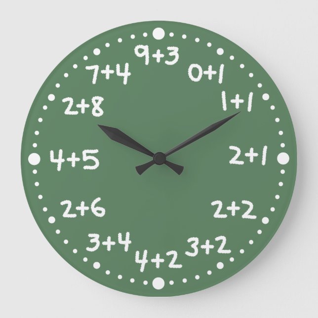 Grundlegende Addition Spaß mathematische Arithmeti Große Wanduhr (Vorderseite)