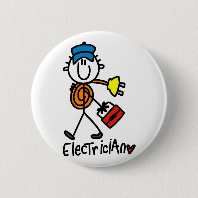 Grundlegende Elektriker-T-Shirts und Geschenke Button (Vorderseite)