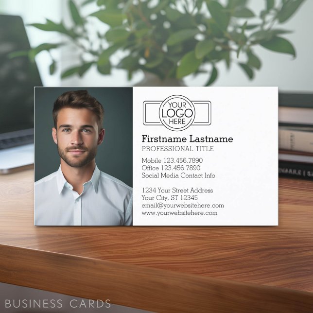 Grundlegende Führungskraft mit Logos und Fotos Visitenkarte (Classic Business Card Design with a Photo)