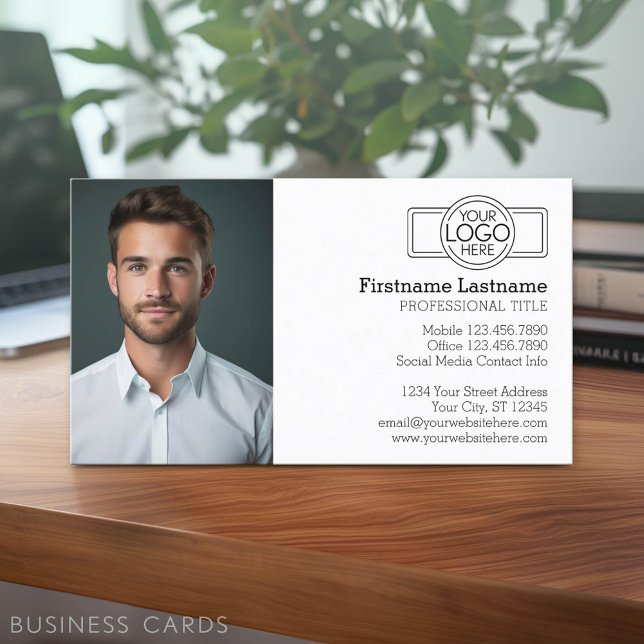 Grundlegende Führungskraft mit Logos und Fotos Visitenkarte (Classic Business Card Design with a Photo)