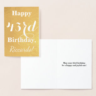 Grundlegende Goldfolie "HAPPY 43. BIRTHDAY"; Indiv Folienkarte