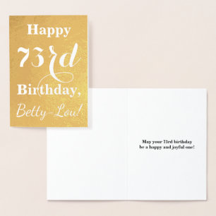 Grundlegende Goldfolie "HAPPY 73. BIRTHDAY"; Indiv Folienkarte
