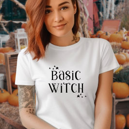 Grundlegende Hexe, schwarz-weiße Typografie-Zitat T-Shirt