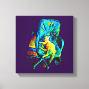 GRUNDLEGENDE KUNST EINER KATZFARBE LEINWANDDRUCK