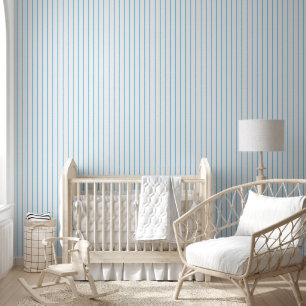 Grundlegende Lite Blue White Button Streifen Minim Tapete