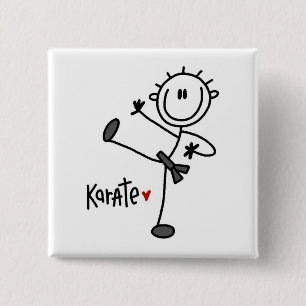 Grundlegende männliche Stickfigur Karate T-Shirts Button