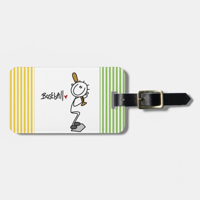 Grundlegende männliche Strichmännchen-Baseball-T - Gepäckanhänger (Vorderseite horizontal)