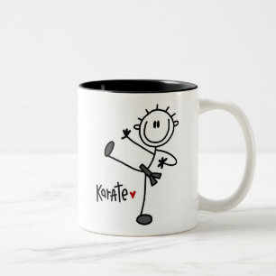 Grundlegende männliche Strichmännchen-Karate-T - Zweifarbige Tasse