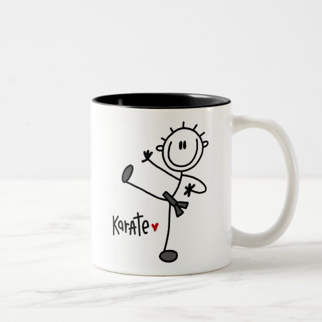 Grundlegende männliche Strichmännchen-Karate-T - Zweifarbige Tasse (Rechts)