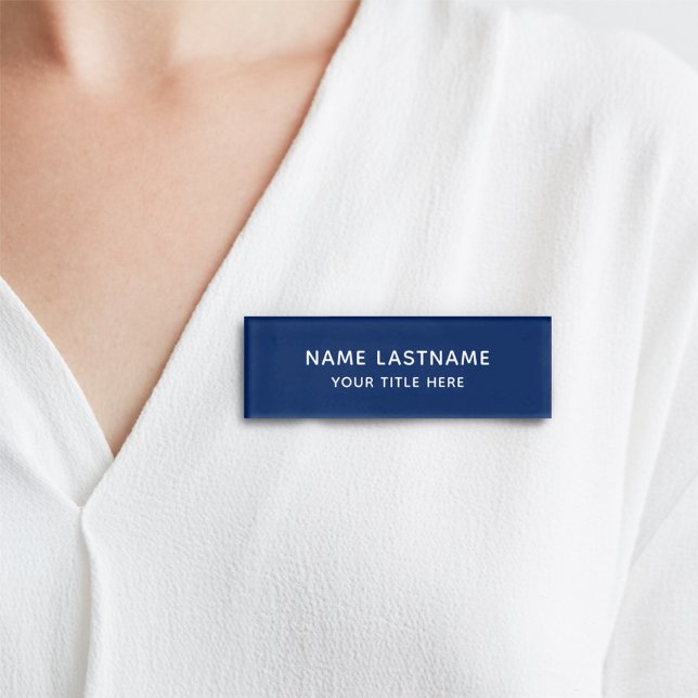 Grundlegende Minimalistische, moderne Navy Blue Ti Namenschild (Von Creator hochgeladen)