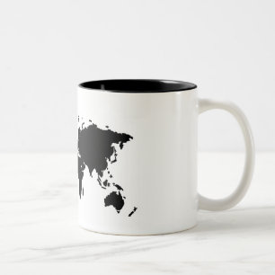 Grundlegende schwarze Weltkarten-Tasse Zweifarbige Tasse