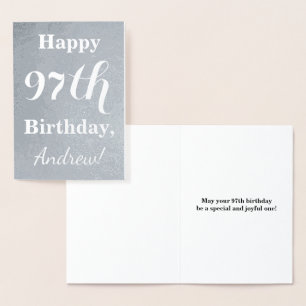 Grundlegende Silberfolie "HAPPY 97. GEBURTSTAG" +  Folienkarte