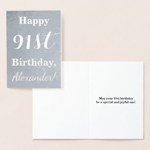 Grundlegende Silver Foil "HAPPY 91. BIRTHDAY" + Na Folienkarte