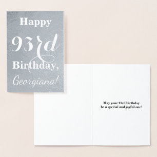 Grundlegende Silver Foil "HAPPY 93. BIRTHDAY" + Na Folienkarte