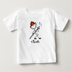Grundlegende Stäbchenfigur Feuerwehrmann T-Shirts