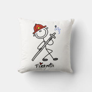Grundlegende Stäbchenfigur Feuerwehrmann T-Shirts Kissen