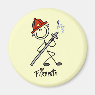 Grundlegende Stäbchenfigur Feuerwehrmann T-Shirts Magnet