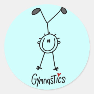 Grundlegende Strichmännchen-Gymnastik-T-Shirts un Runder Aufkleber