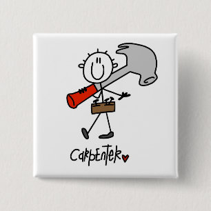 Grundlegende Strichmännchen-Tischler-T-Shirts und Button