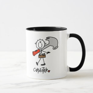 Grundlegende Strichmännchen-Tischler-T-Shirts und Tasse