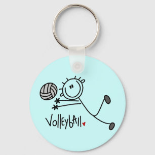 Grundlegende Strichmännchen-Volleyball-T-Shirts Schlüsselanhänger