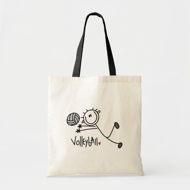 Grundlegende Strichmännchen-Volleyball-T-Shirts Tragetasche (Vorne)