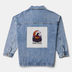 Grundlegender Hexen-Halloween-Kürbis-Halbmond-Kess Jeansjacke