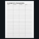 Grundlegender Kennworttracker mit Benutzernamen un Flyer<br><div class="desc">Ein großartiges Design,  um Ihre Passwörter zu organisieren. Dieses Design enthält einen Bereich,  in dem Sie oben Ihren Namen hinzufügen können. Andere Bereiche beinhalteten grundlegende Passwortinformationen für Benutzername und Passwort.</div>