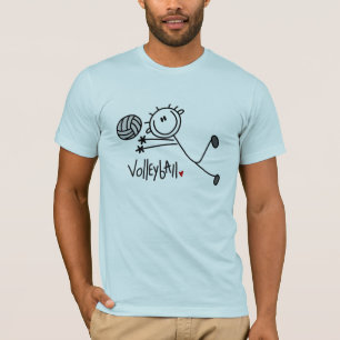 Grundlegender männlicher Strichmännchen-Volleyba T-Shirt