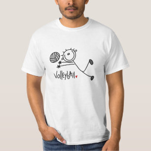 Grundlegender männlicher Strichmännchen-Volleyball T-Shirt