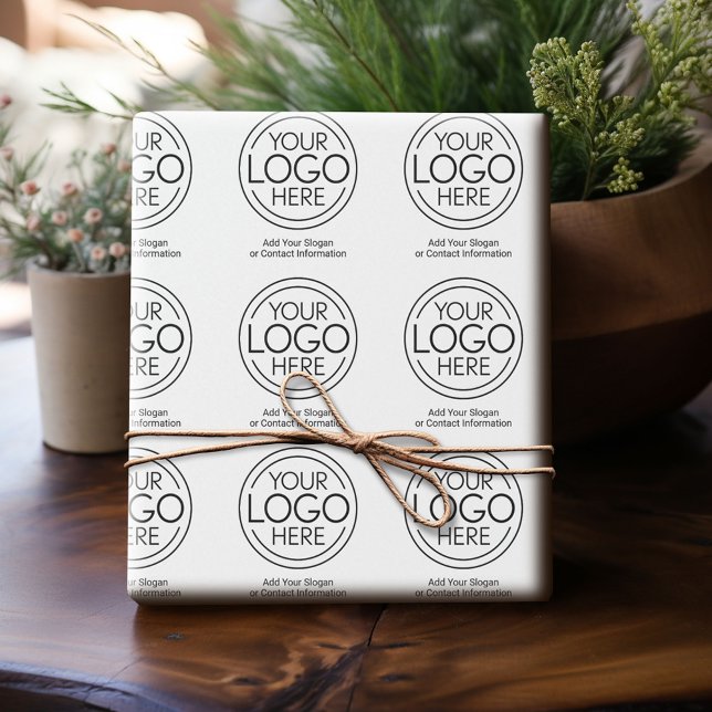 Grundlegendes Büro-Geschäftslogo mit Kontaktinform Geschenkpapier (Custom Wrapping Paper with Your Logo - Add Your Logo for a fun personalized gift paper!)