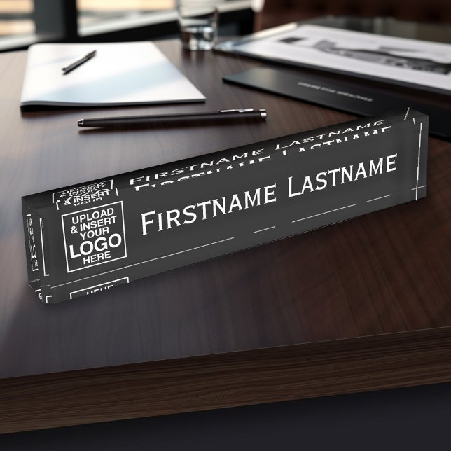 Grundlegendes Business-Design mit Logos und vollst Namensplakette (Personalized Name Plate - Custom Logo Executive Desk Plate with Name and Professional Title)